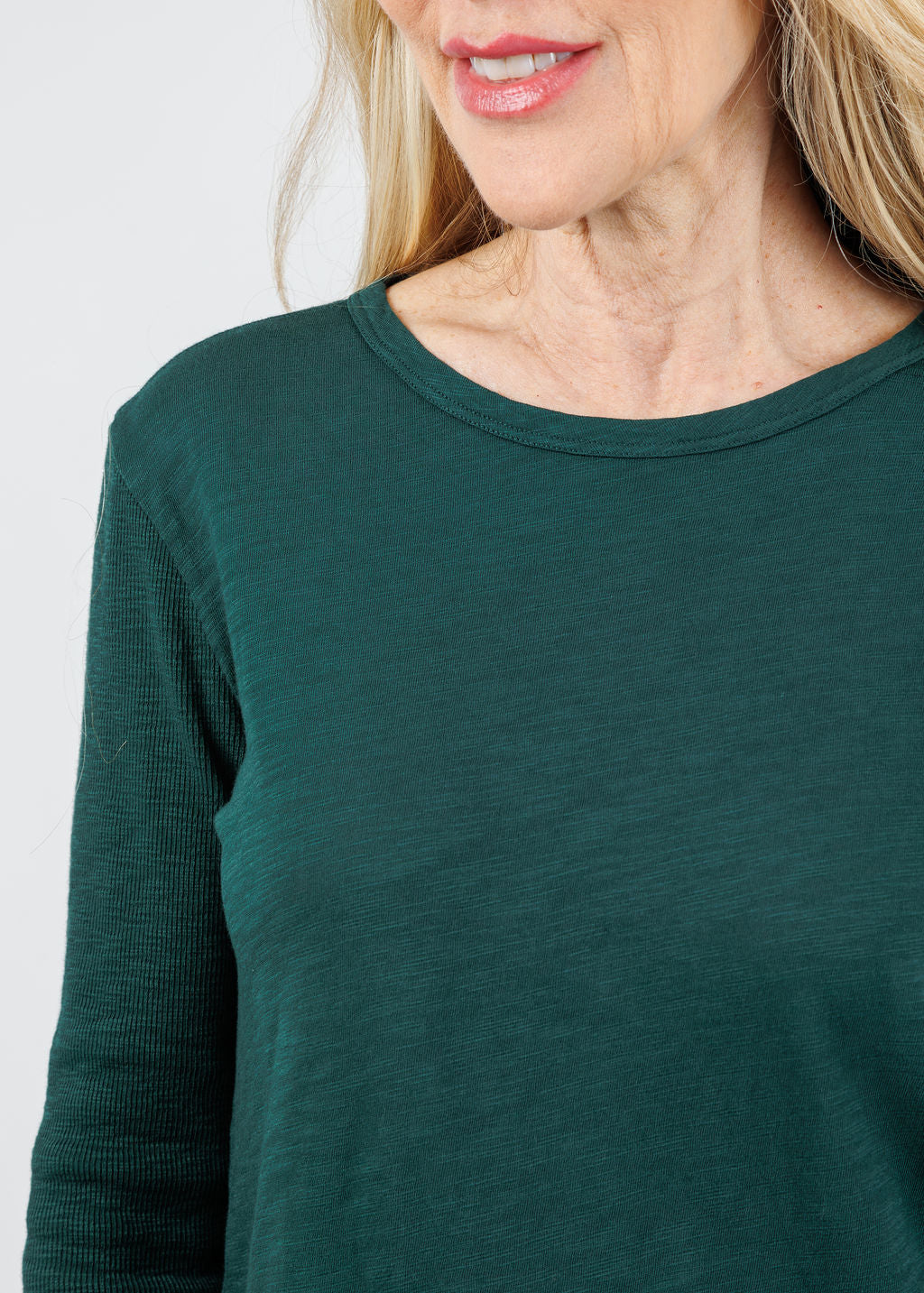Elliott Lauren Tracy Long Rib Sleeve Tee in Pine available at Barbara Katz