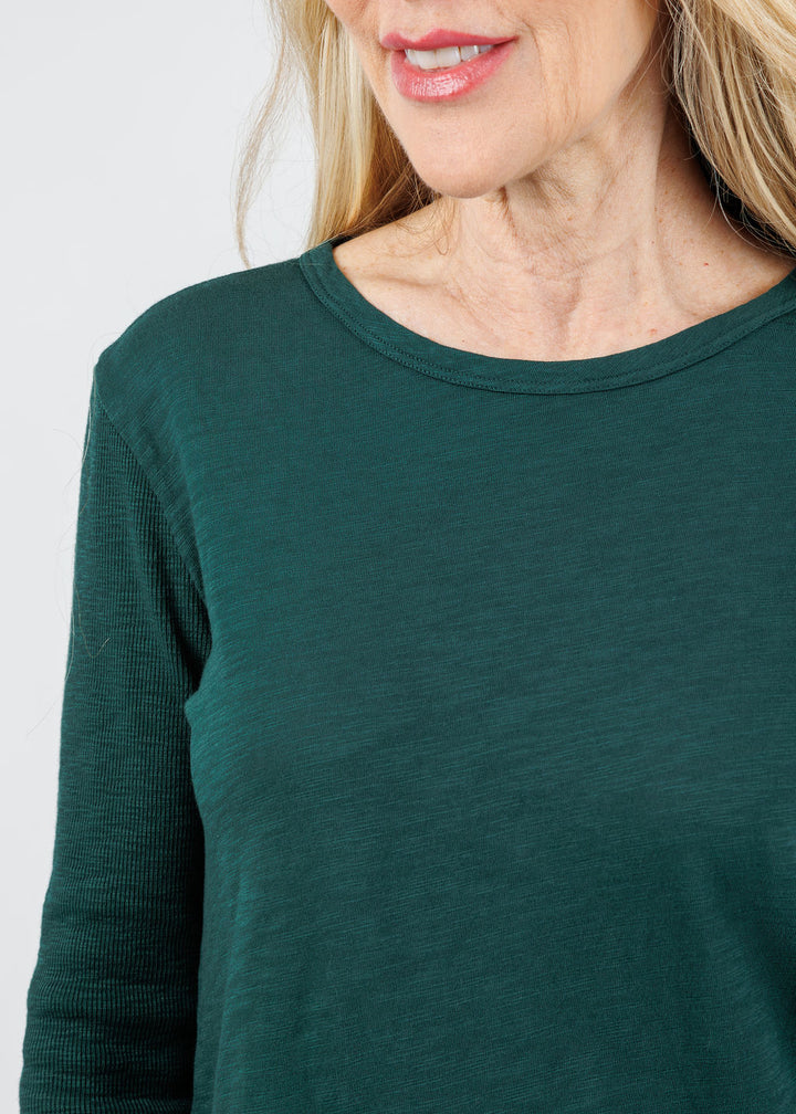 Elliott Lauren Tracy Long Rib Sleeve Tee in Pine available at Barbara Katz