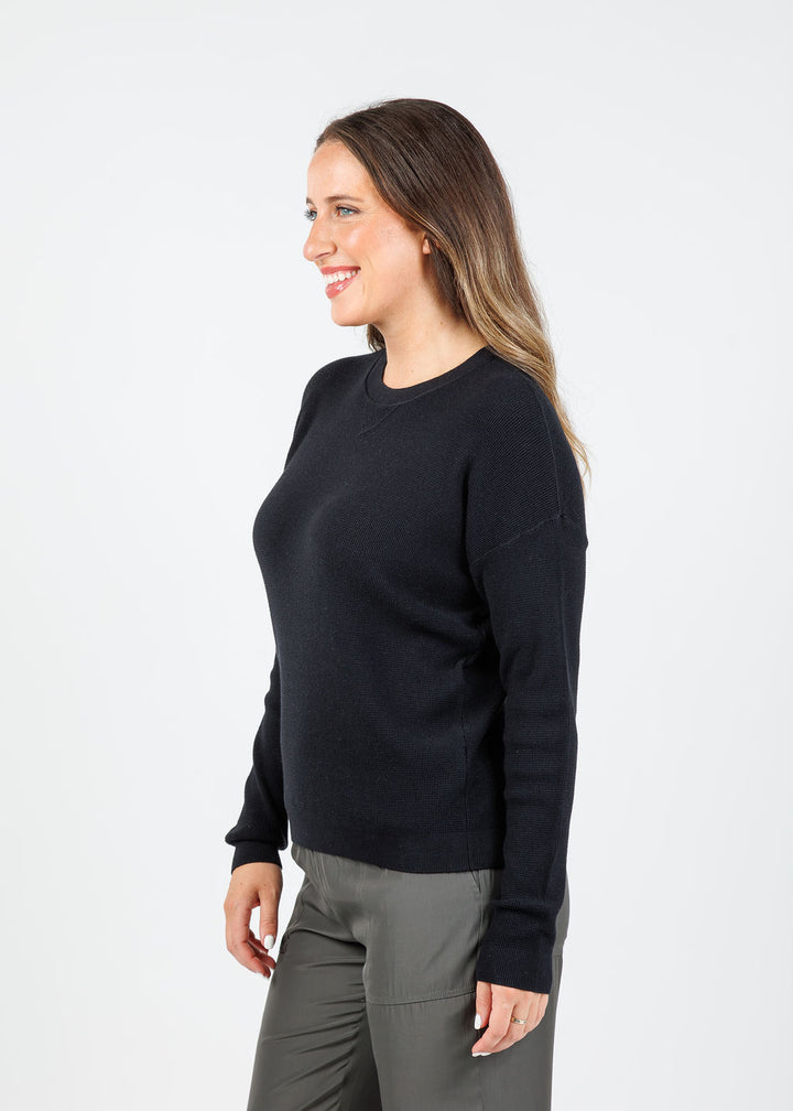 Elliott Lauren Waffle Stitch Sweater in Black available at Barbara Katz