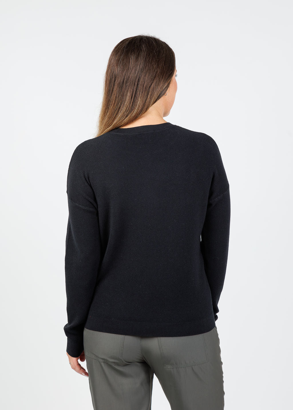 Elliott Lauren Waffle Stitch Sweater in Black available at Barbara Katz
