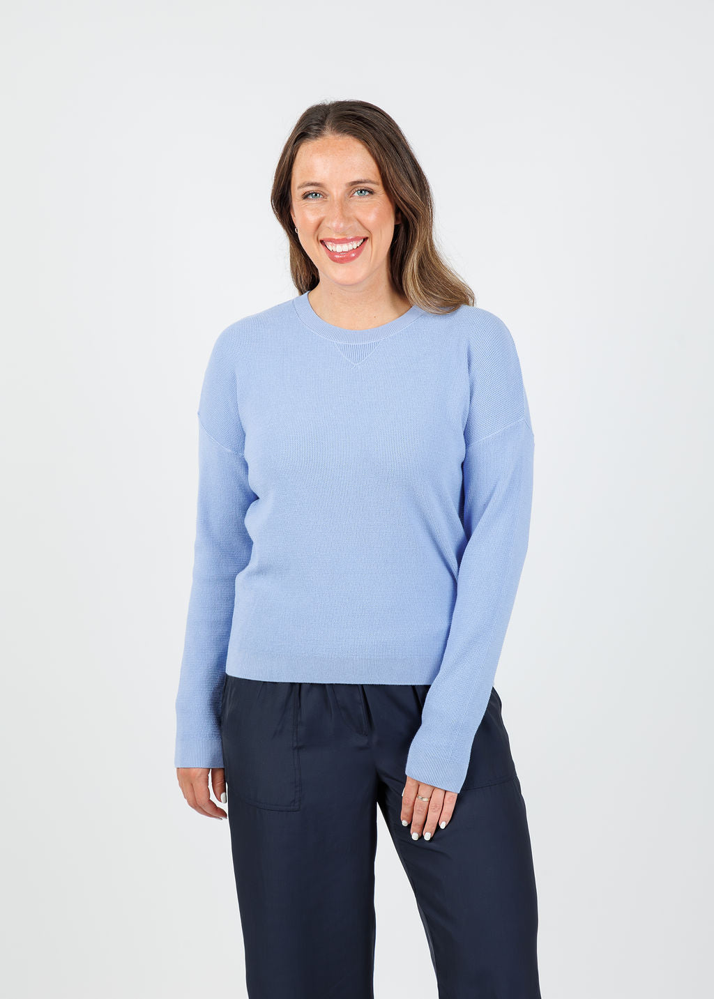 Elliott Lauren Waffle Stitch Sweater in Iris available at Barbara Katz