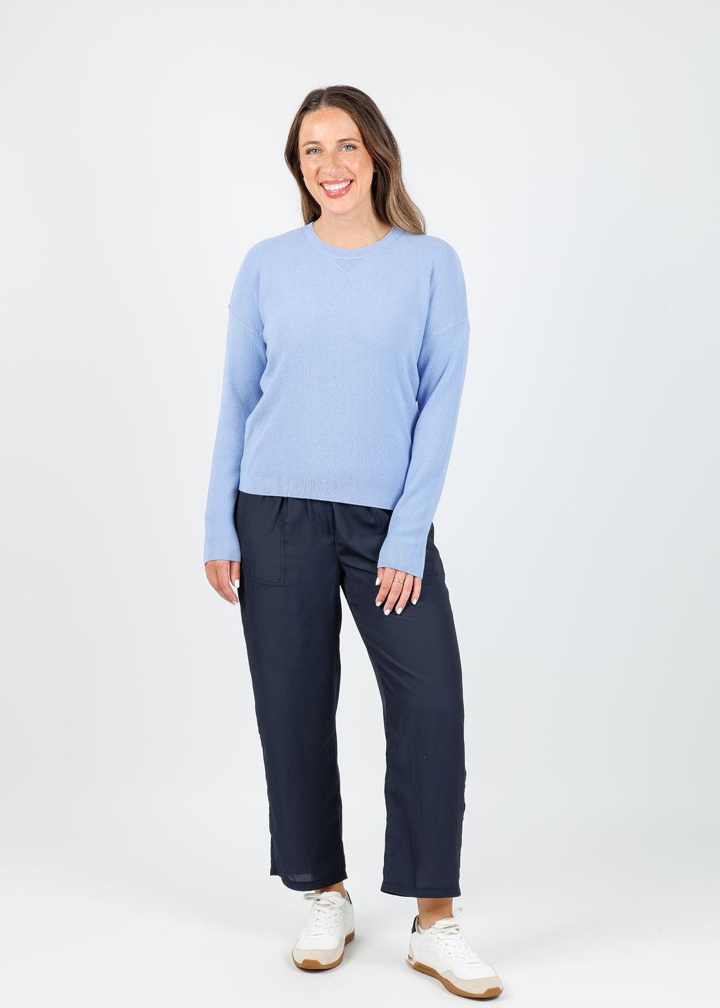 Elliott Lauren Waffle Stitch Sweater in Iris available at Barbara Katz
