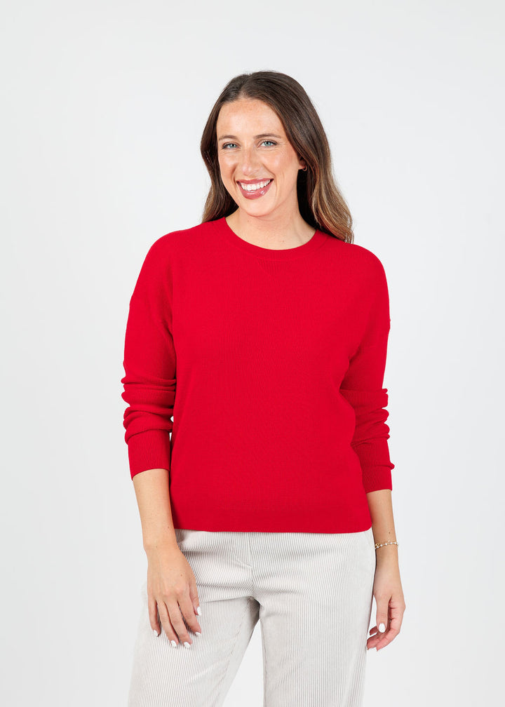 Elliott Lauren Waffle Stitch Sweater in Lipstick Red available at Barbara Katz