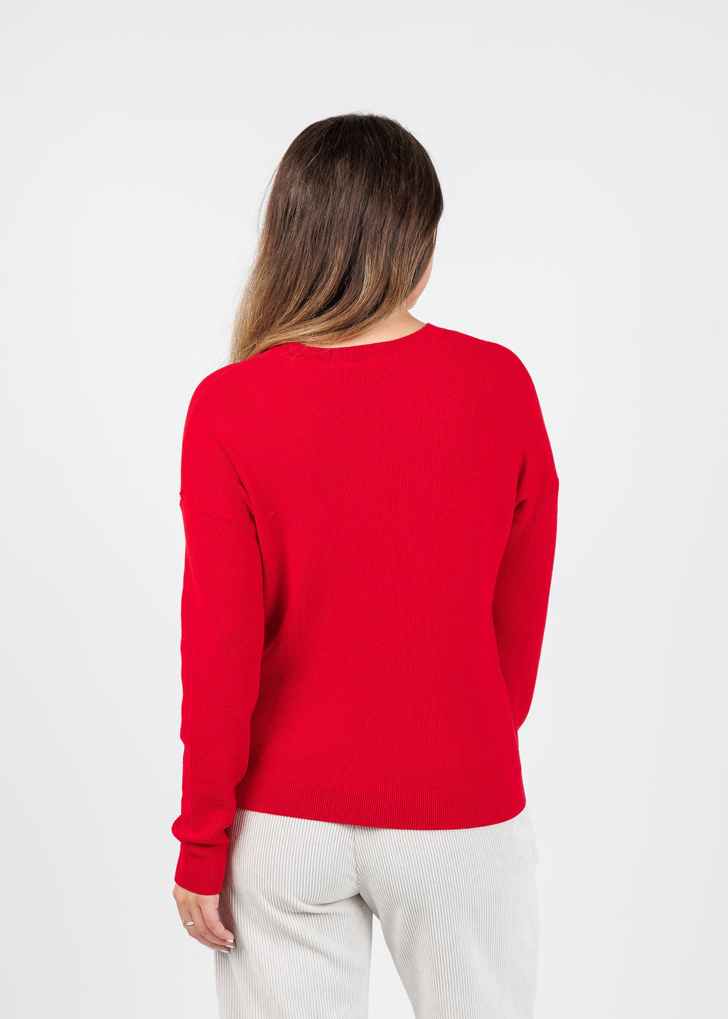 Elliott Lauren Waffle Stitch Sweater in Lipstick available at Barbara Katz