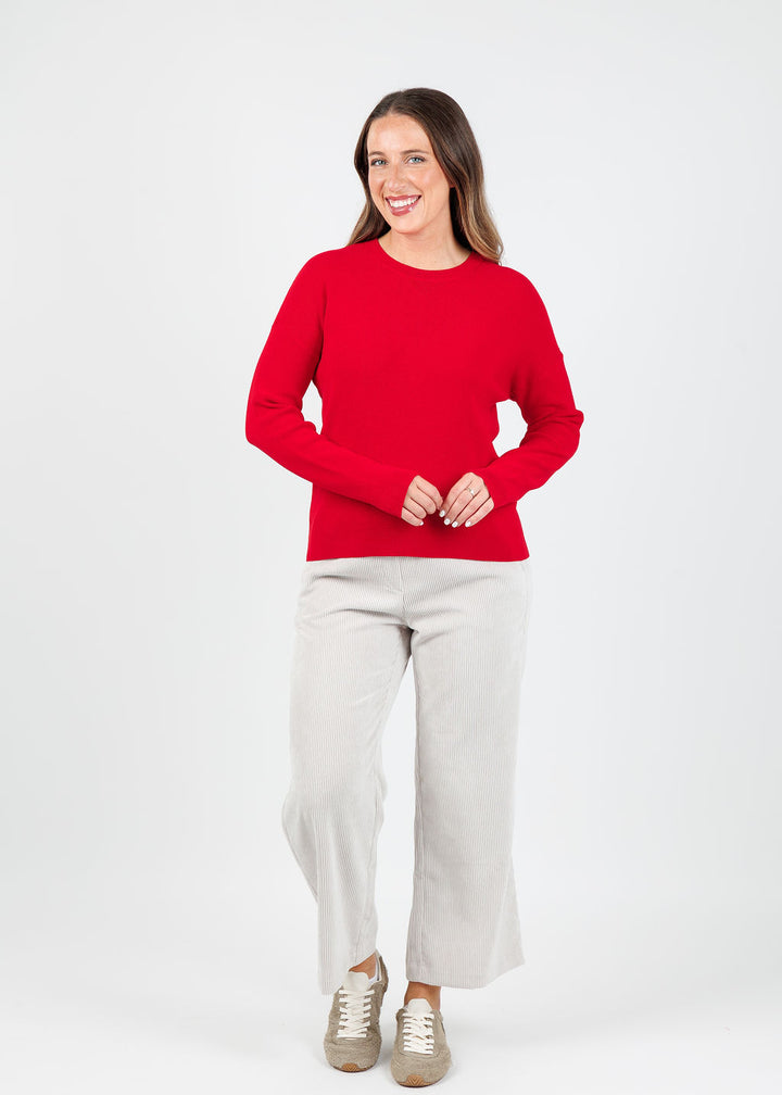 Elliott Lauren Waffle Stitch Sweater in Lipstick available at Barbara Katz