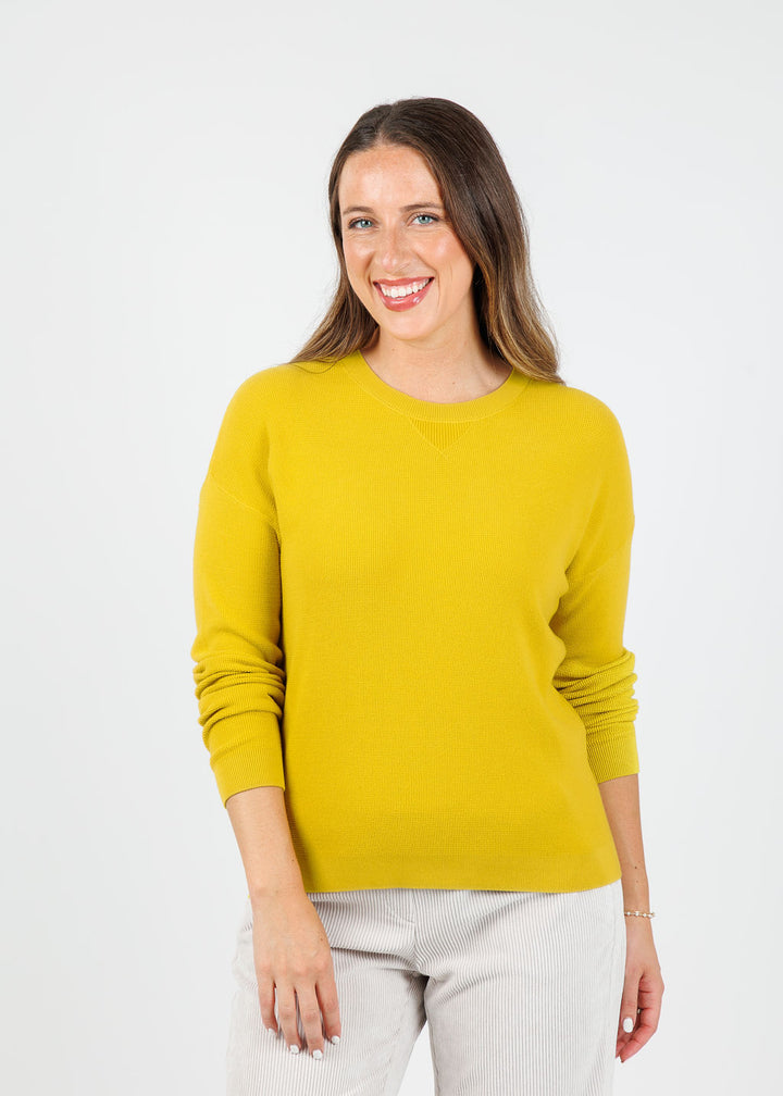 Elliott Lauren Waffle Stitch Sweater in Pear available at Barbara Katz
