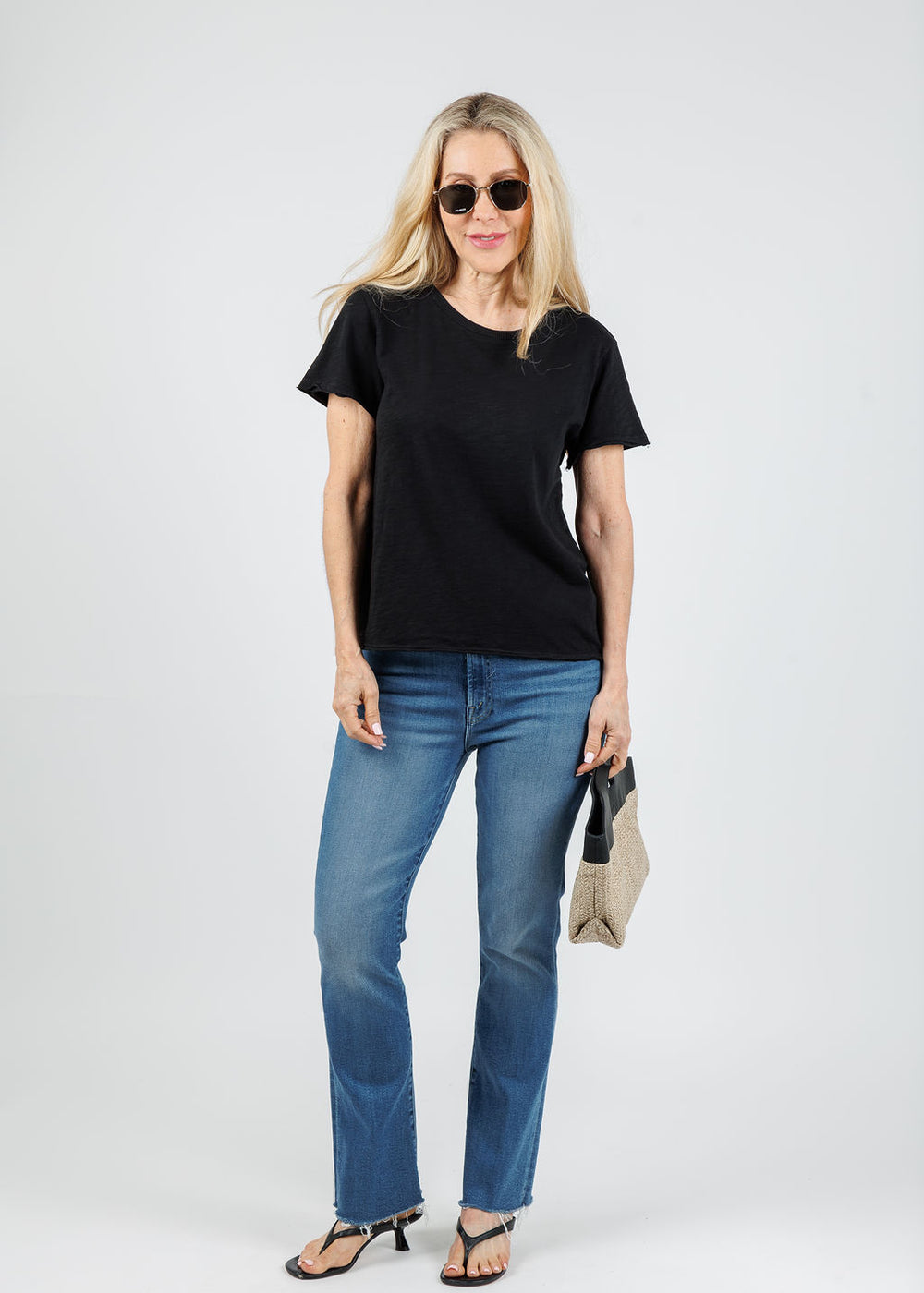 Elliott Lauren Willa Short Sleeve Boxy Tee in Black available at Barbara Katz