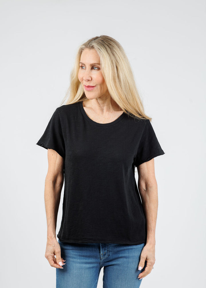 Elliott Lauren Willa Short Sleeve Boxy Tee in Black available at Barbara Katz