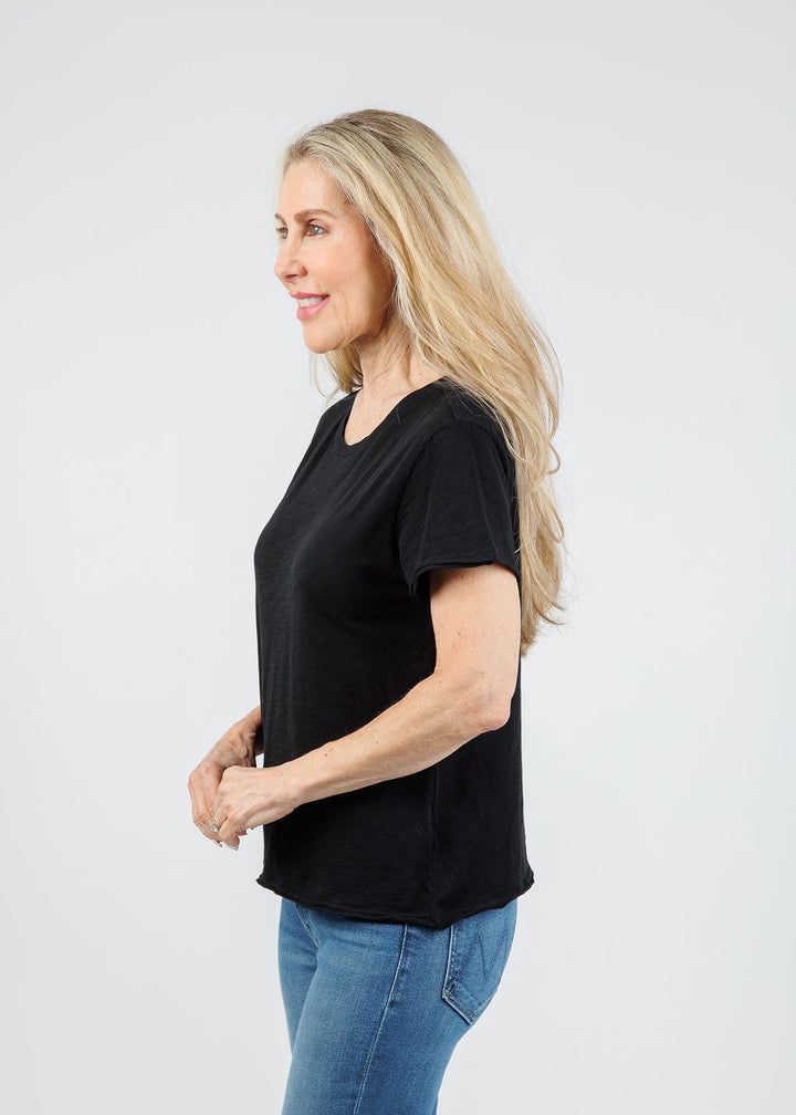 Elliott Lauren Willa Short Sleeve Boxy Tee in Black available at Barbara Katz