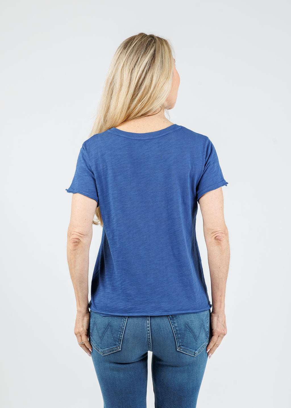 Elliott Lauren Willa Short Sleeve Boxy Tee in Lapis available at Barbara Katz