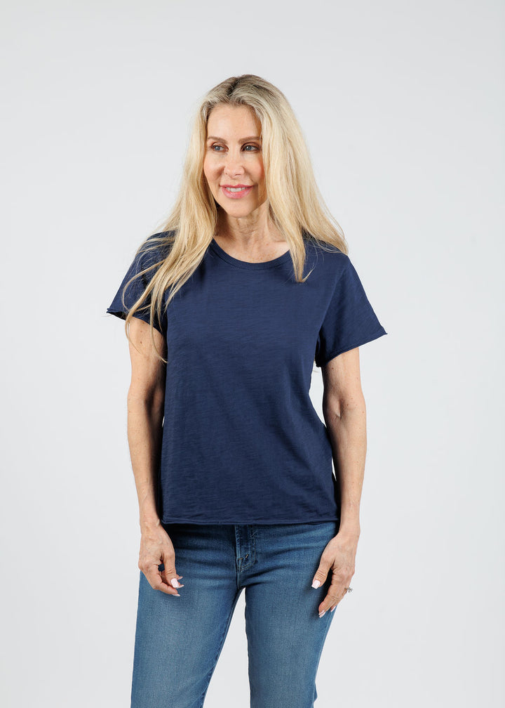 Elliott Lauren Willa Short Sleeve Boxy Tee in Midnight available at Barbara Katz