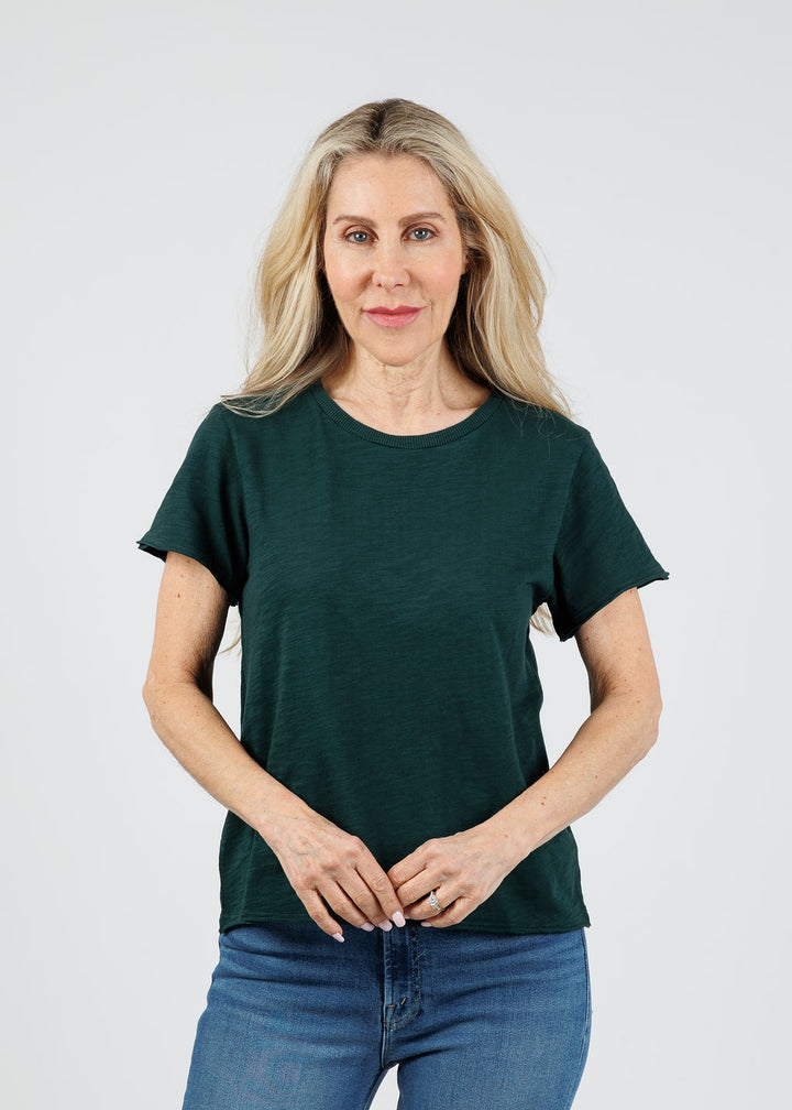 Elliott Lauren Willa Short Sleeve Boxy Tee in Pine available at Barbara Katz
