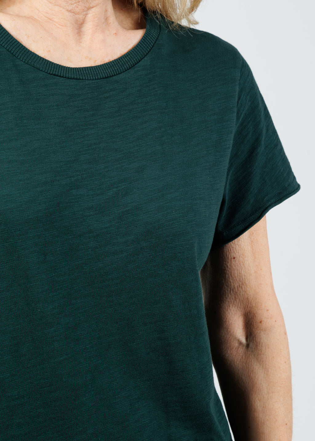 Elliott Lauren Willa Short Sleeve Boxy Tee in Pine available at Barbara Katz