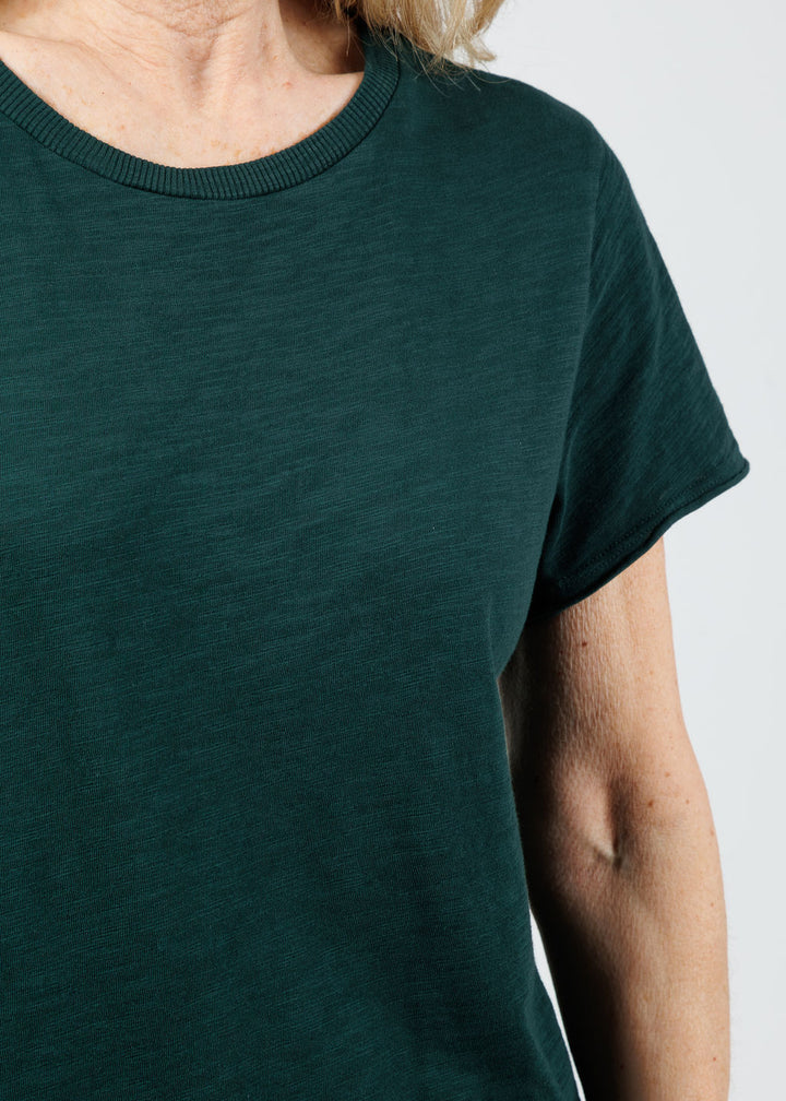 Elliott Lauren Willa Short Sleeve Boxy Tee in Pine available at Barbara Katz