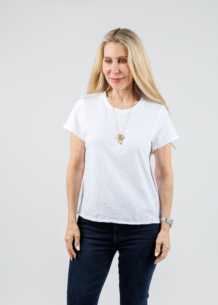 Elliott Lauren Willa Short Sleeve Boxy Tee in White available at Barbara Katz