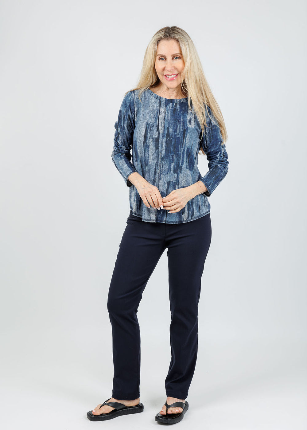 Elliott Lauren Control Stretch Faux Jeans in Navy available at Barbara Katz