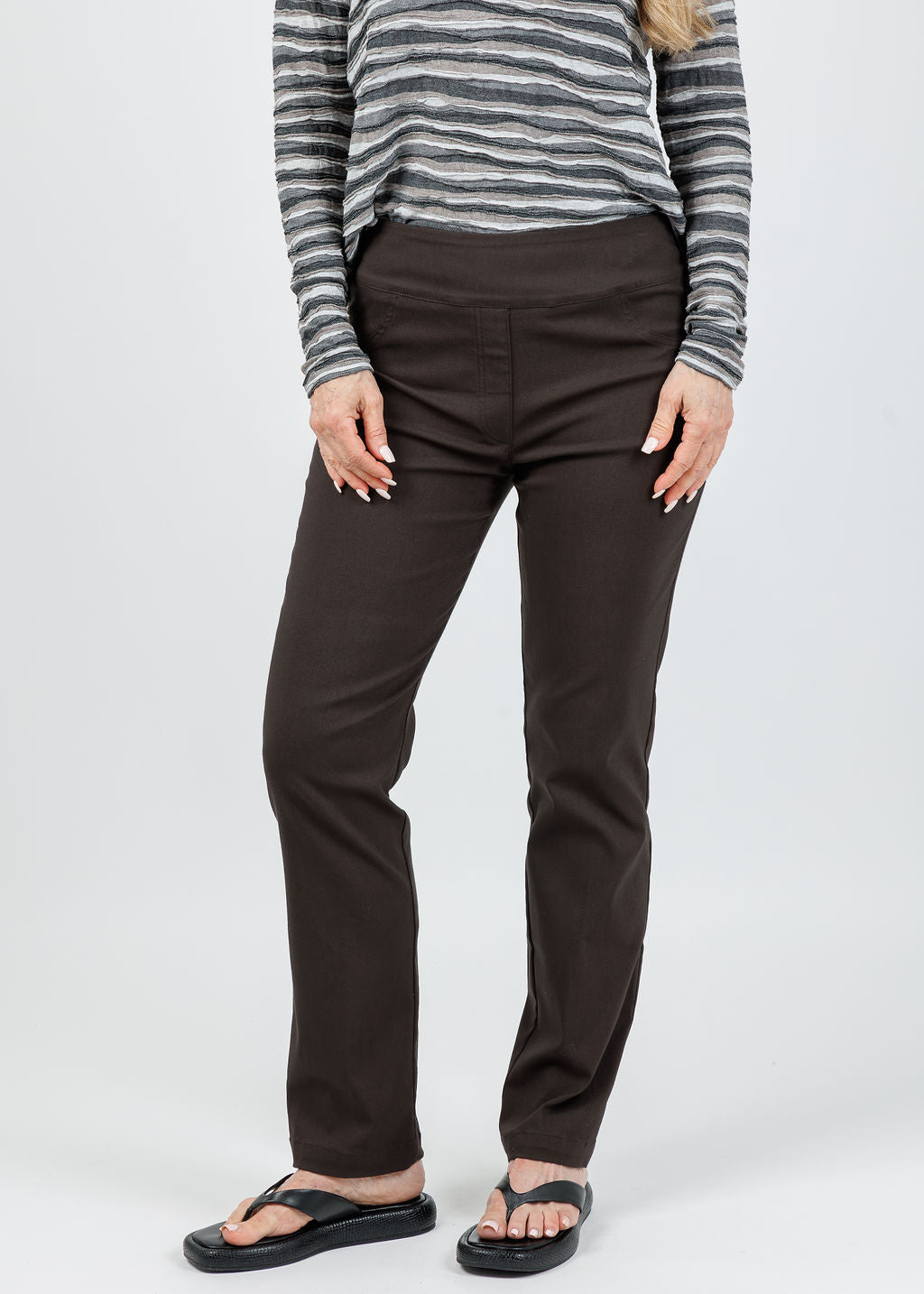 Elliott Lauren Control Stretch Faux Jeans in Chocolate available at Barbara Katz