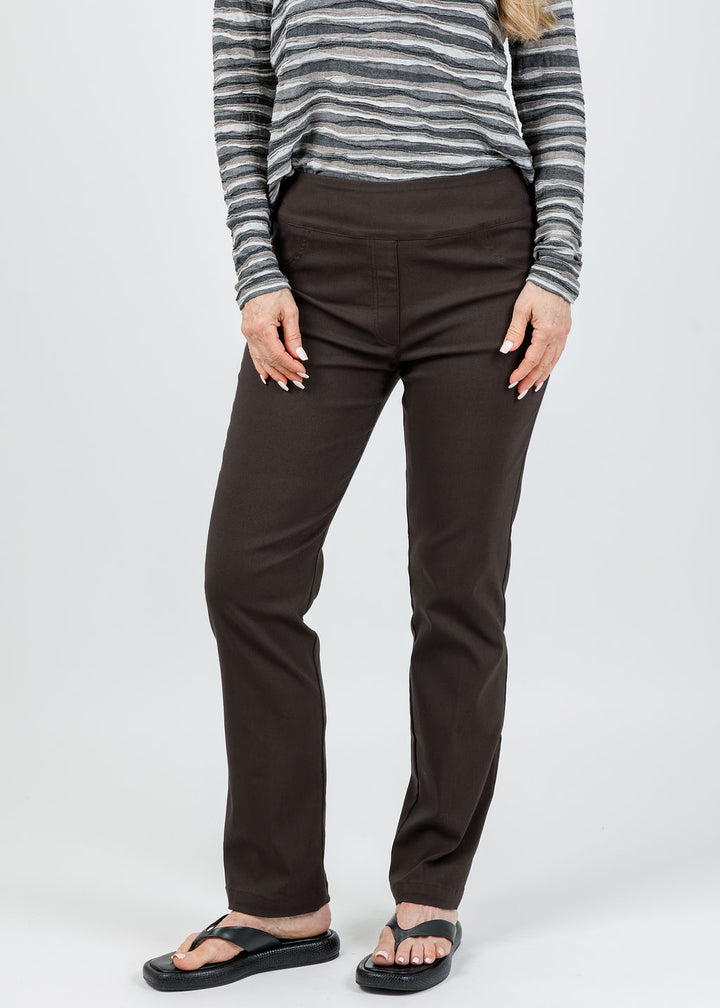 Elliott Lauren Control Stretch Faux Jeans in Chocolate available at Barbara Katz