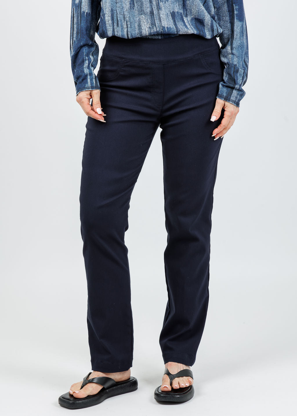 Elliott Lauren Control Stretch Faux Jeans in Navy available at Barbara Katz