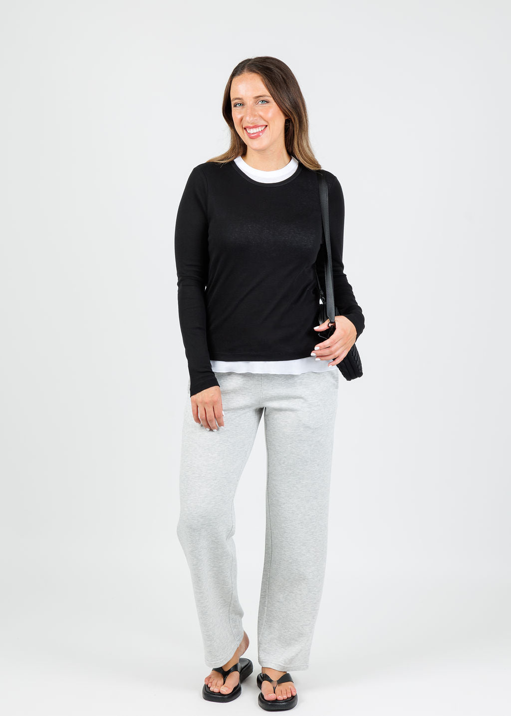 Elliott Lauren Double Talk Layered Tee in Black available at Barbara Katz