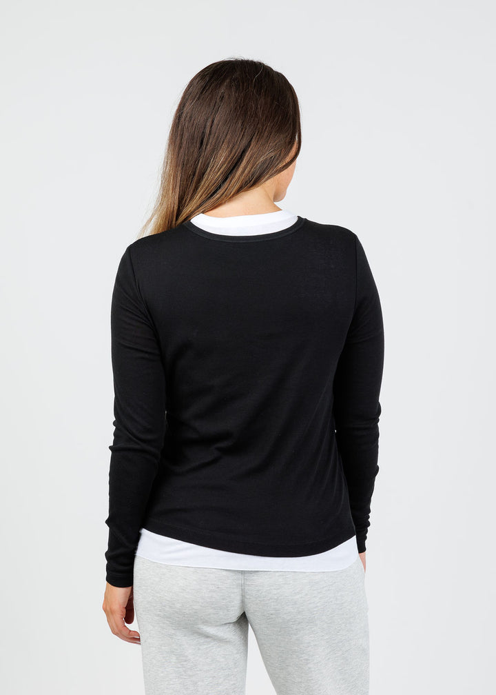 Elliott Lauren Double Talk Layered Tee in Black available at Barbara Katz
