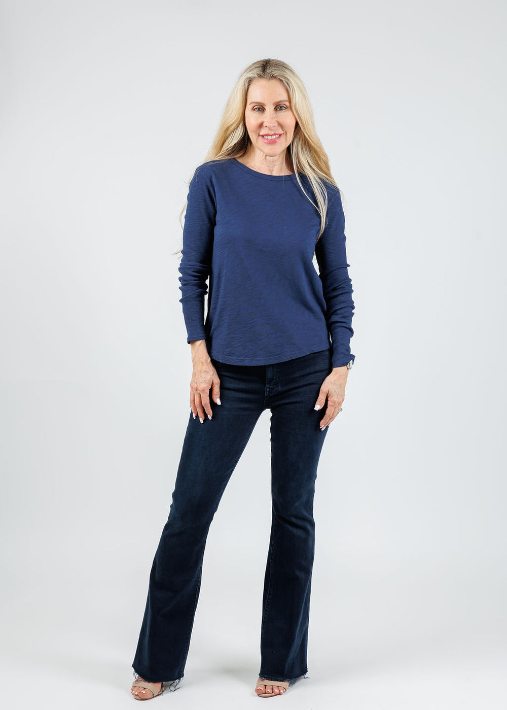 Elliott Lauren Tracy Long Rib Sleeve Tee in Midnight available at Barbara Katz