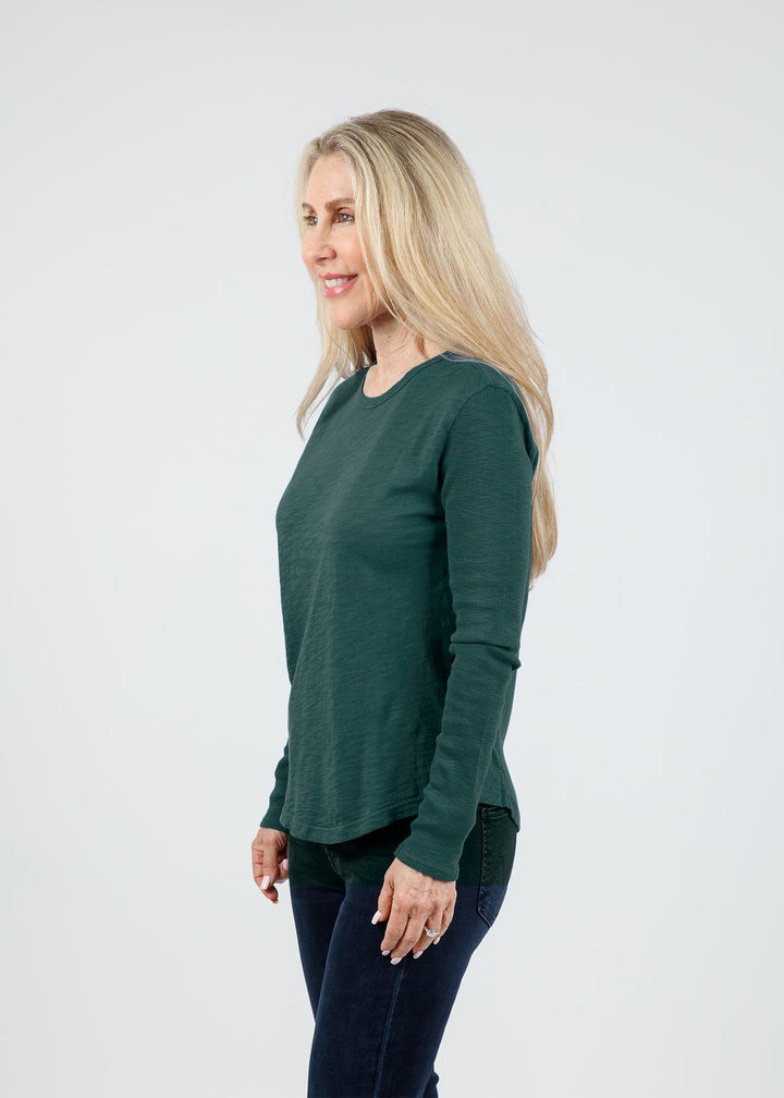 Elliott Lauren Tracy Long Rib Sleeve Tee in Pine available at Barbara Katz