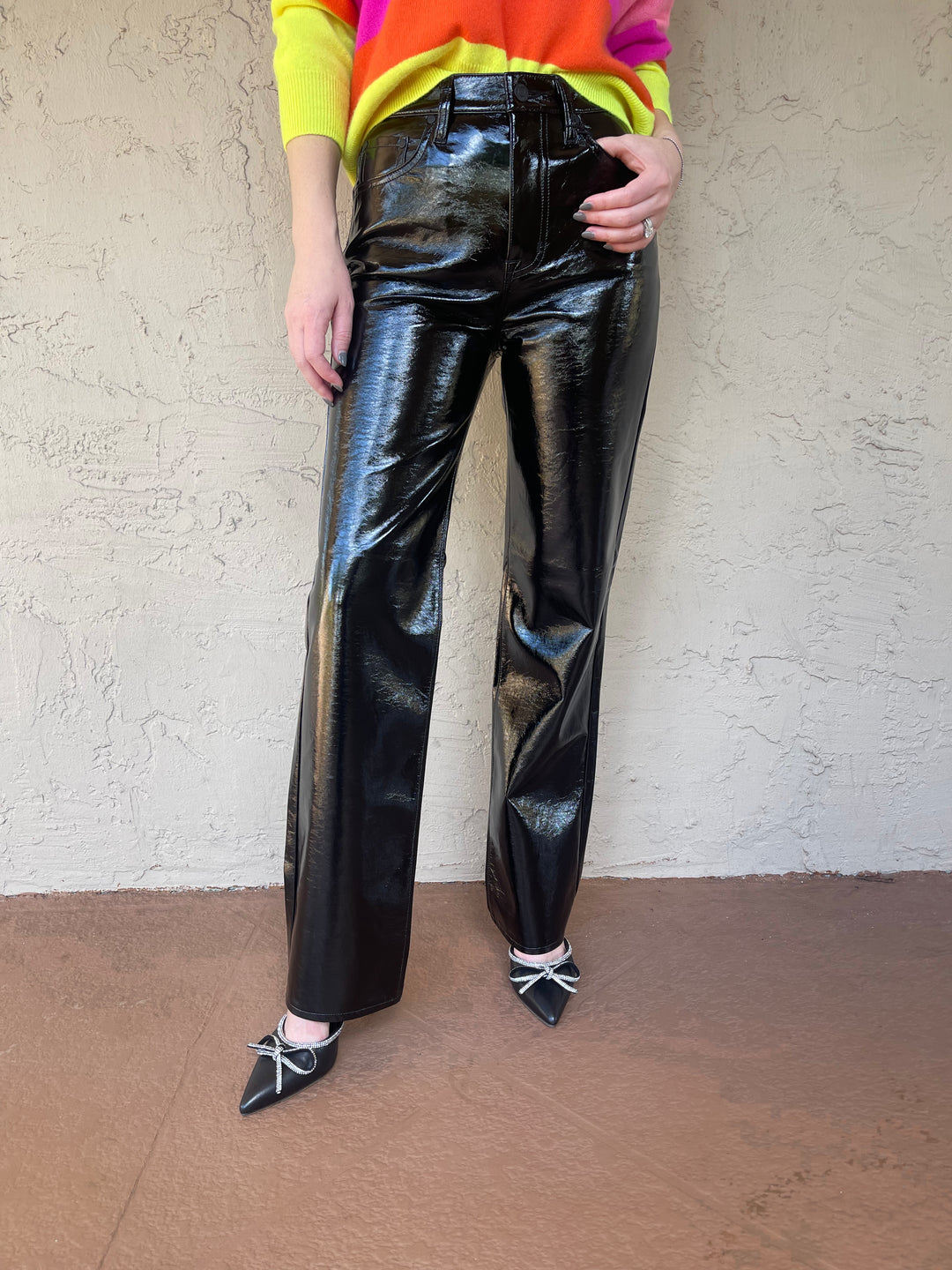 Cassie Pant in Black Coated 