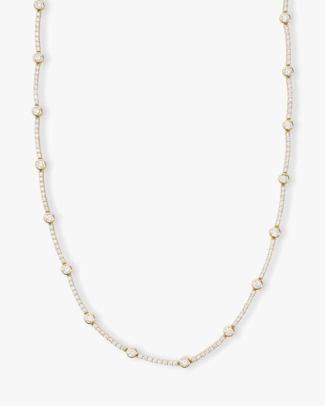 Melinda Maria Gold & White Diamondettes She's an Icon Station Necklace 18"