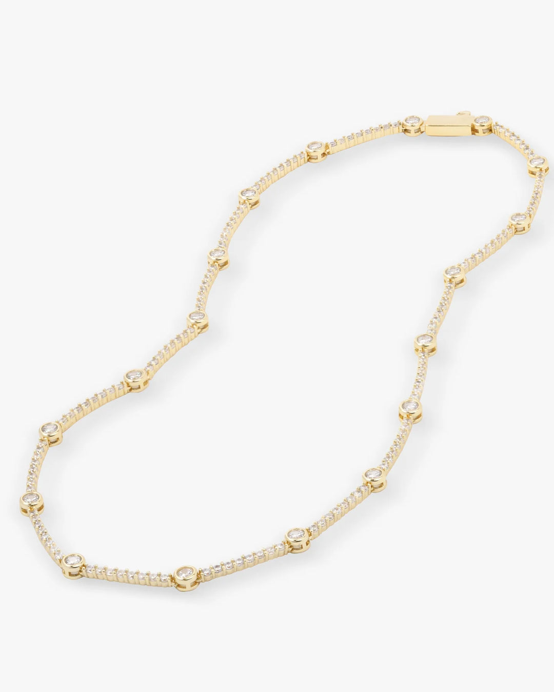 Melinda Maria She's an Icon Station Necklace 18" - Gold & White Diamondettes