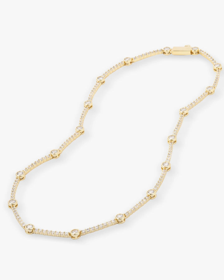Melinda Maria She's an Icon Station Necklace 18" - Gold & White Diamondettes