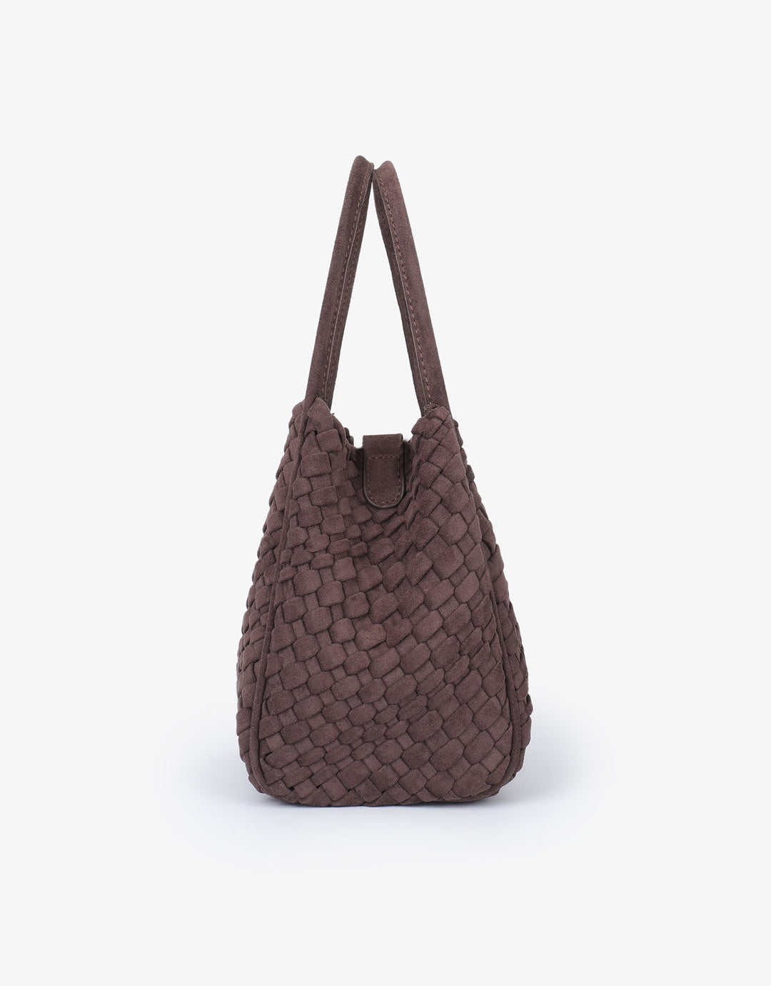 Remi/Reid Hollace Faux Suede Mini Woven Tote Bag in Espresso available at Barbara Katz