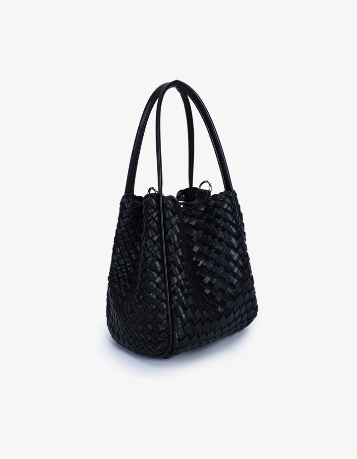 Remi/Reid Hollace Mini Woven Tote Bag in Black available at Barbara Katz