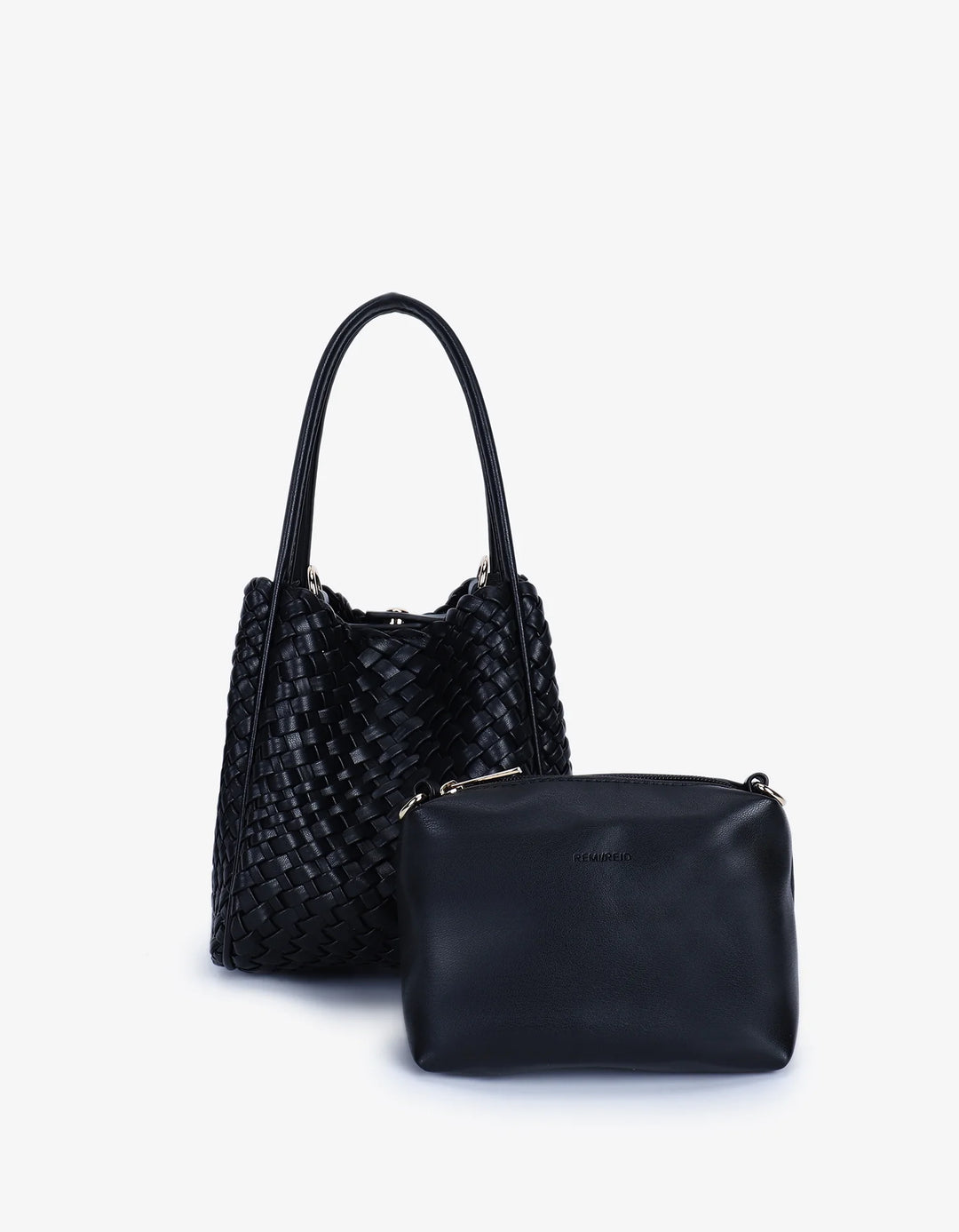 Remi/Reid Hollace Mini Woven Tote Bag in Black available at Barbara Katz