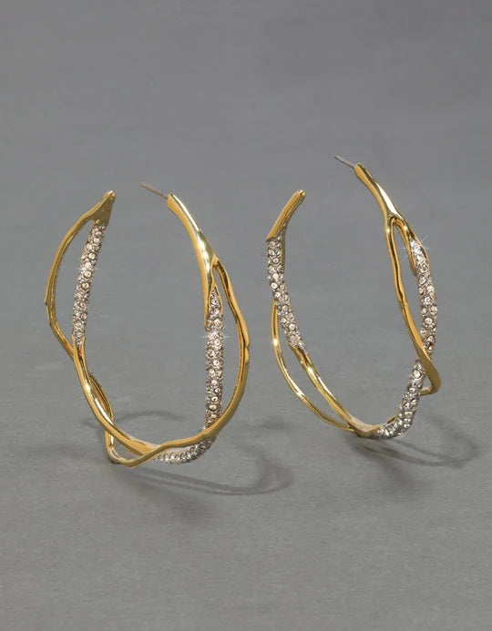 Alexis Bittar Intertwined Two Tone Pave Hoop Earring - Gold