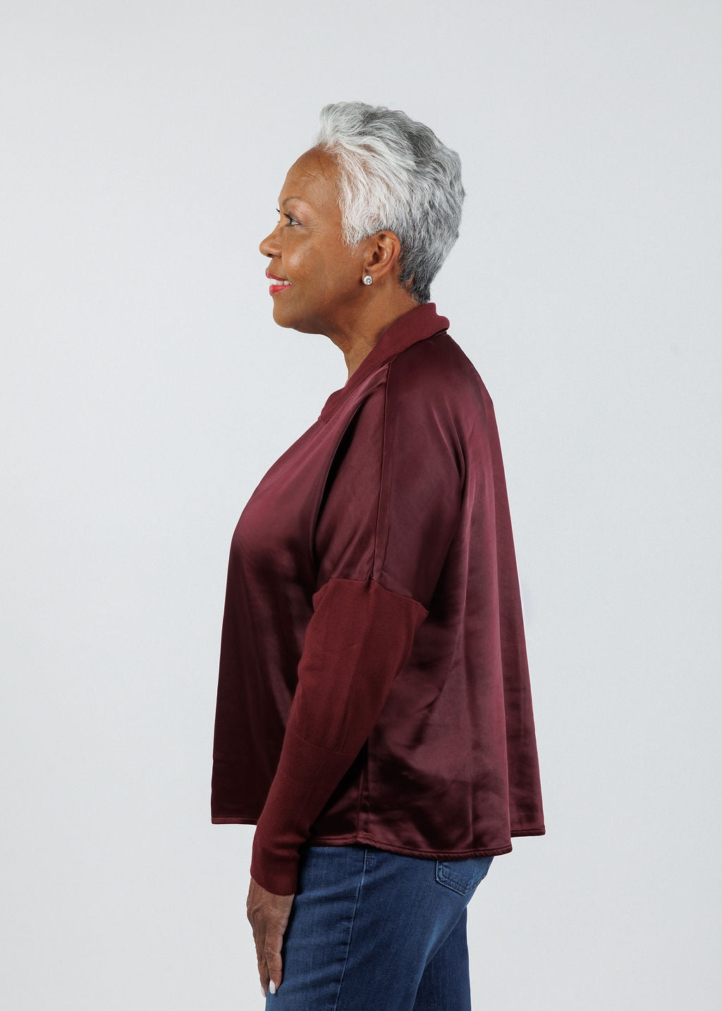 Melissa Nepton Tina Polo Top in Red Wine available at Barbara Katz