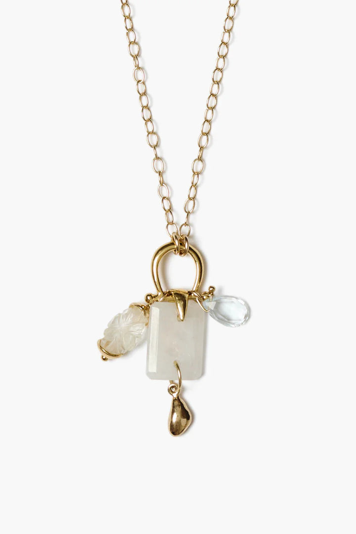 Chan Luu Cici Moonstone Charm Gold Necklace available at Barbara Katz