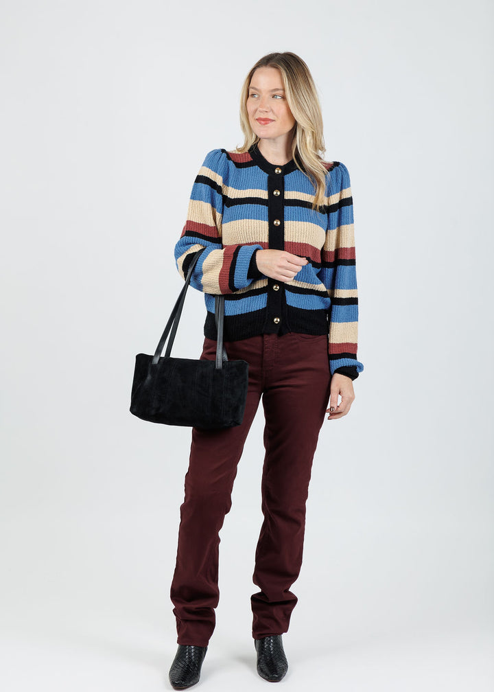 Nation Carmela Cardigan in Velour Multi Stripe available at Barbara Katz