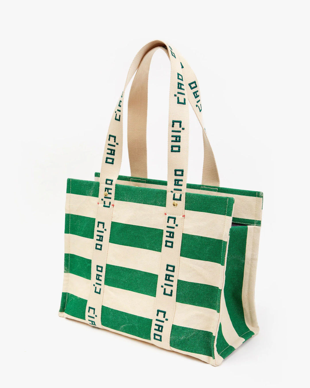 Clare V Noemie Bag - Green & Canvas Stripe