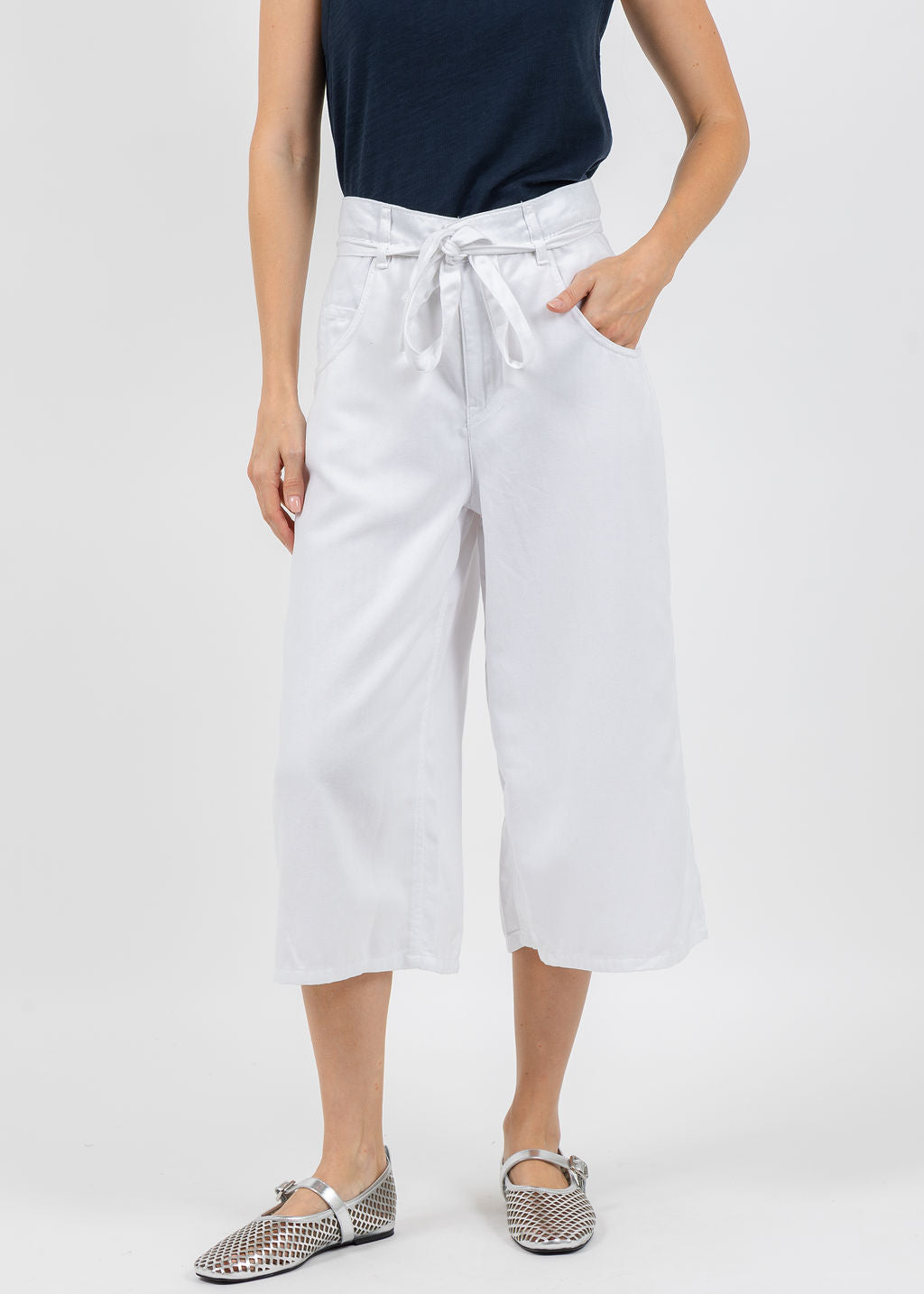 Oui Crop Wide Leg Pants - Optic White