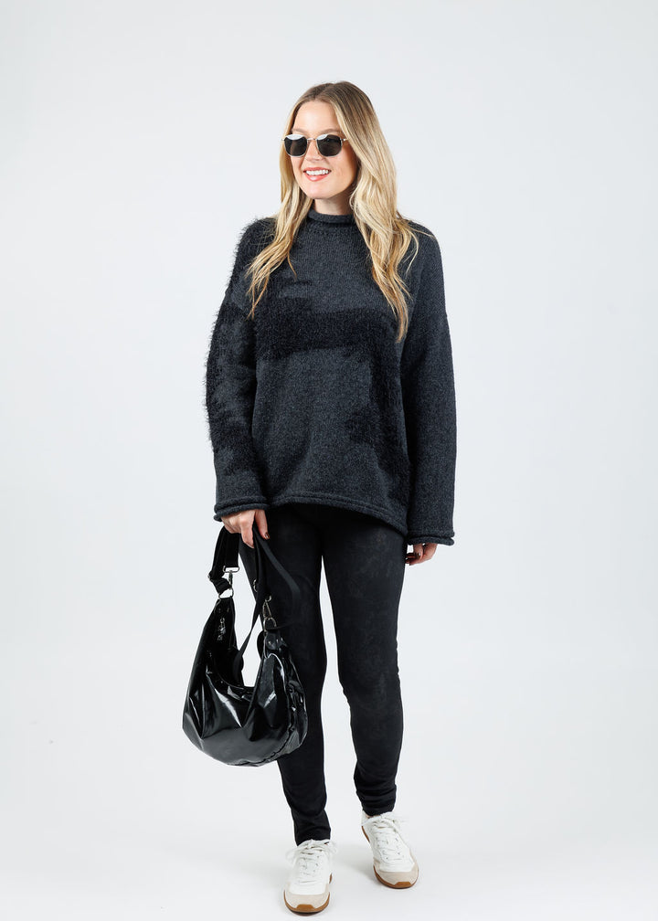Ozai N Ku Lumila Oversized Sweater in Dark Grey paired with Ozai N Ku Jac Leggings in Black available at Barbara Katz