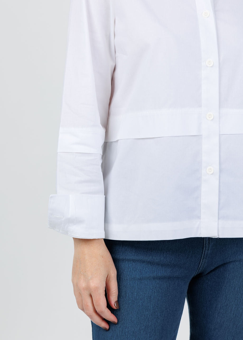 Ozai N Ku Nadia Button-Down High/Low Shirt in White available at Barbara Katz