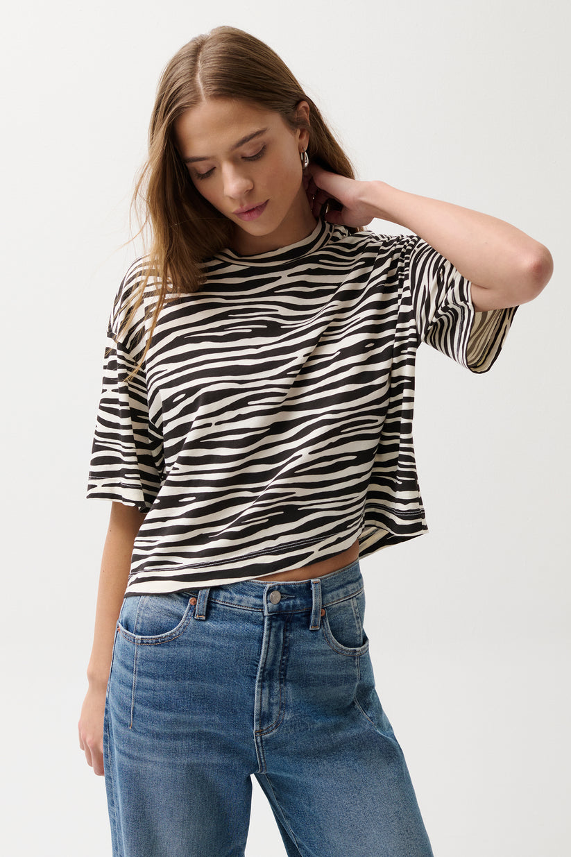 Pistola Mae Cropped Tee - Zebra – Barbara Katz