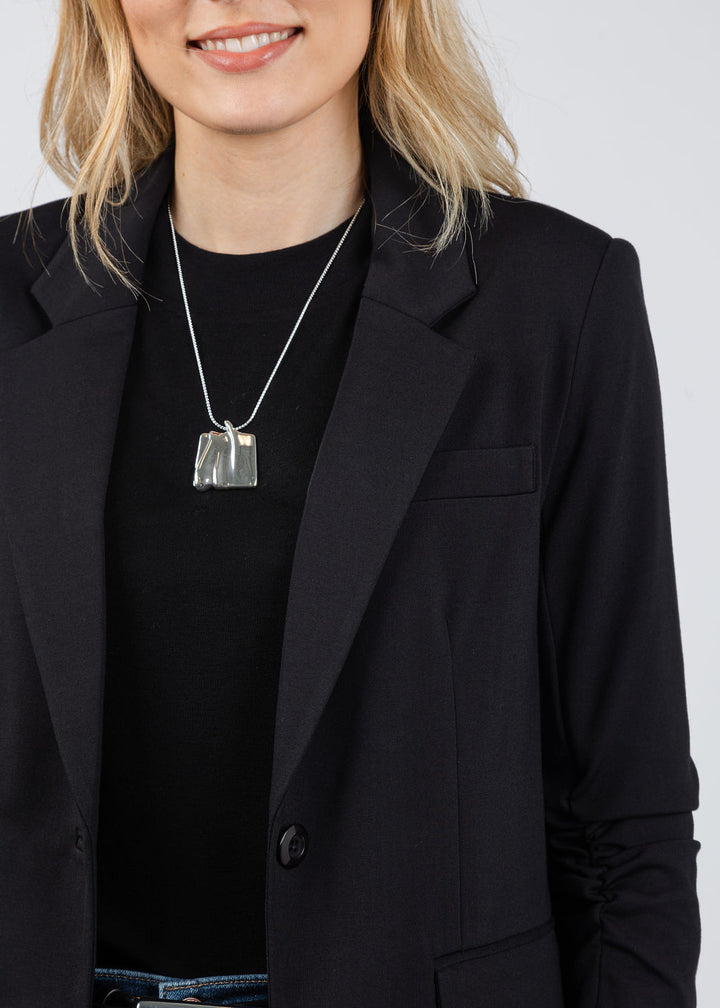 Peace of Cloth Jaime Ruched Sleeve Jacket in Black available at Barbara Katz