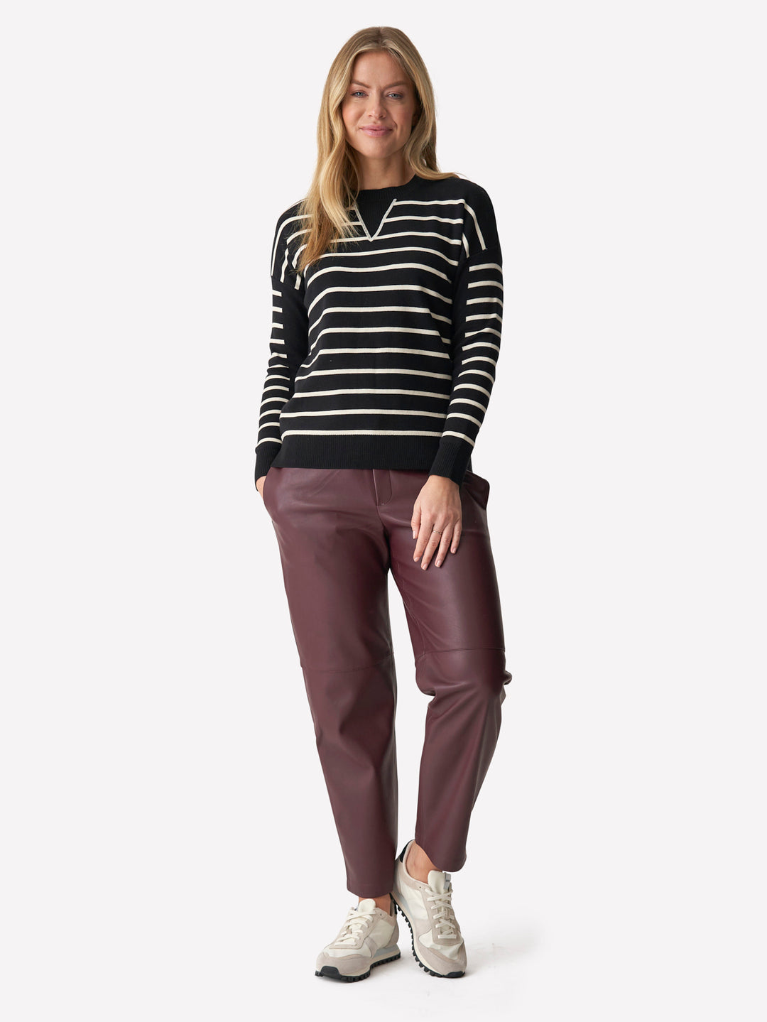 Pima Stripe Front Sweater 