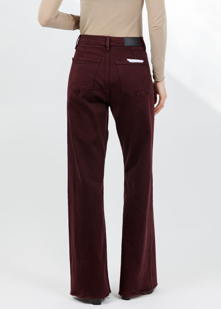 Pistola Penny High Rise Wide Jeans in Claret available at Barbara Katz