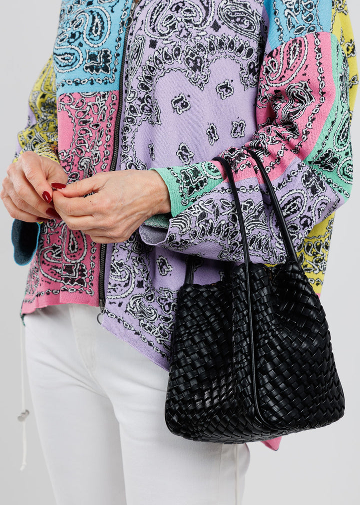 Remi/Reid Hollace Mini Woven Tote Bag in Black available at Barbara Katz