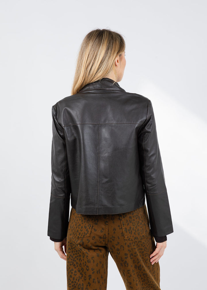 Repeat Leather Cropped Jacket in Morro available at Barbara Katz