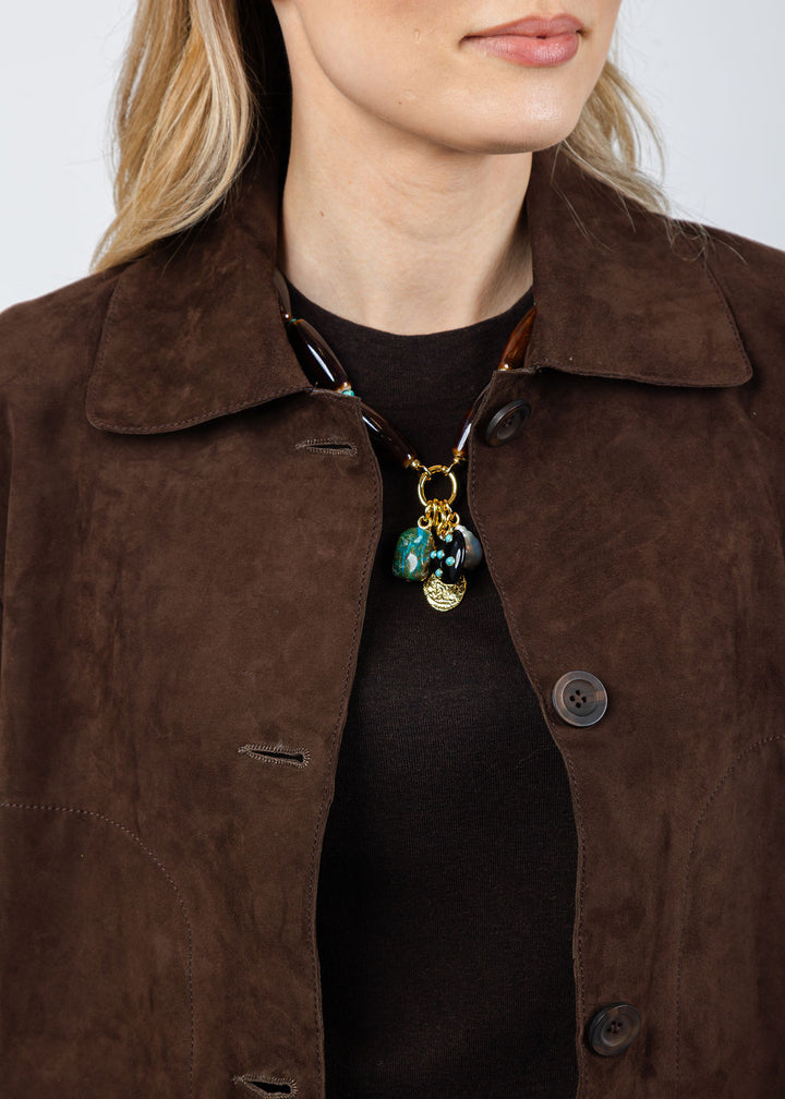 Repeat Suede Cropped Jacket in Morro available at Barbara Katz