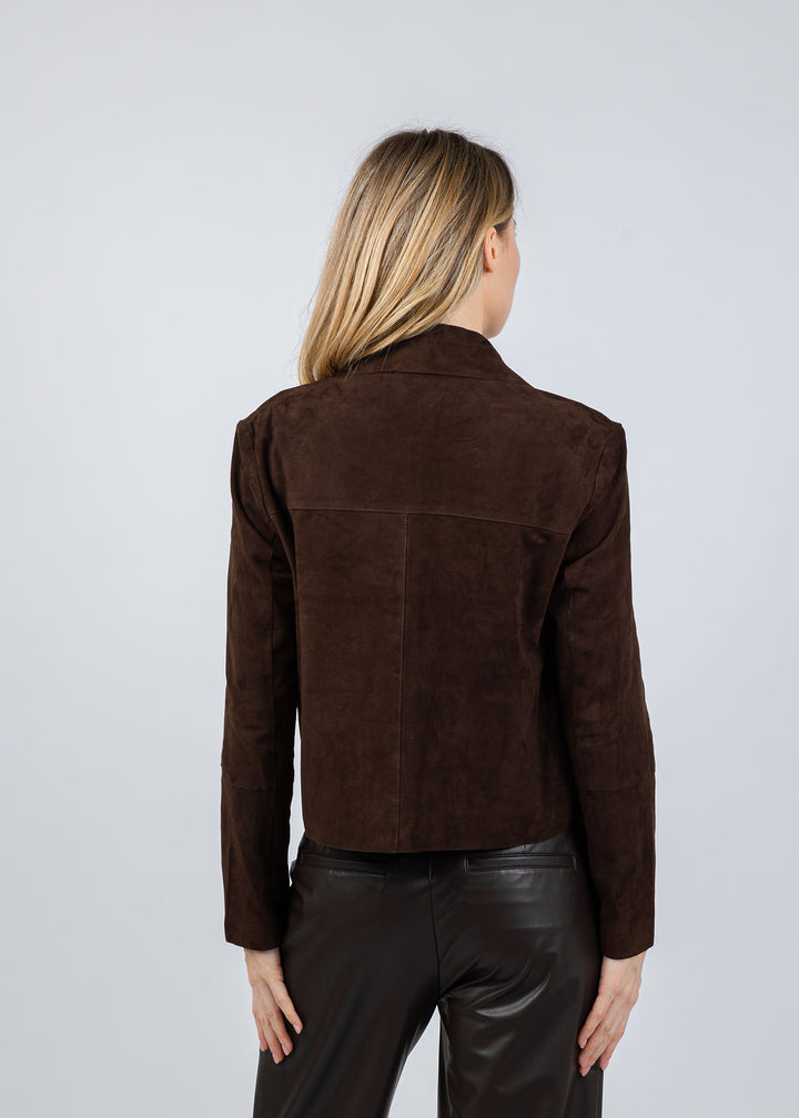 Repeat Suede Cropped Jacket in Morro available at Barbara Katz